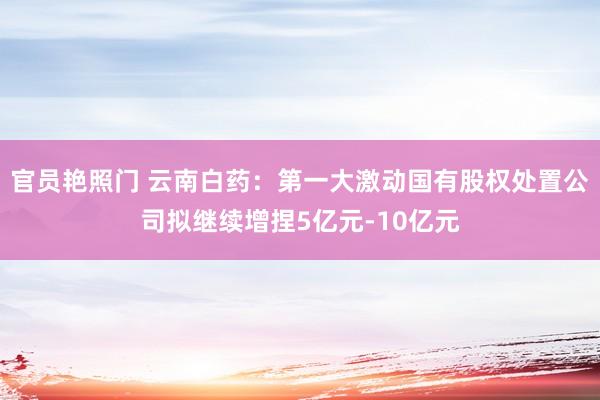 官员艳照门 云南白药：第一大激动国有股权处置公司拟继续增捏5亿元-10亿元