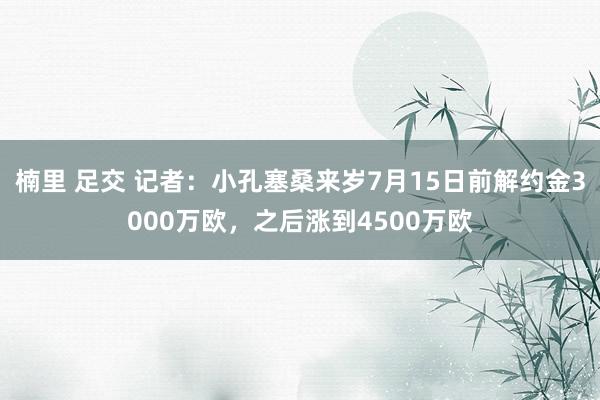 楠里 足交 记者：小孔塞桑来岁7月15日前解约金3000万欧，之后涨到4500万欧