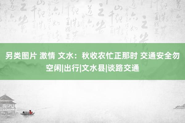 另类图片 激情 文水：秋收农忙正那时 交通安全勿空闲|出行|文水县|谈路交通